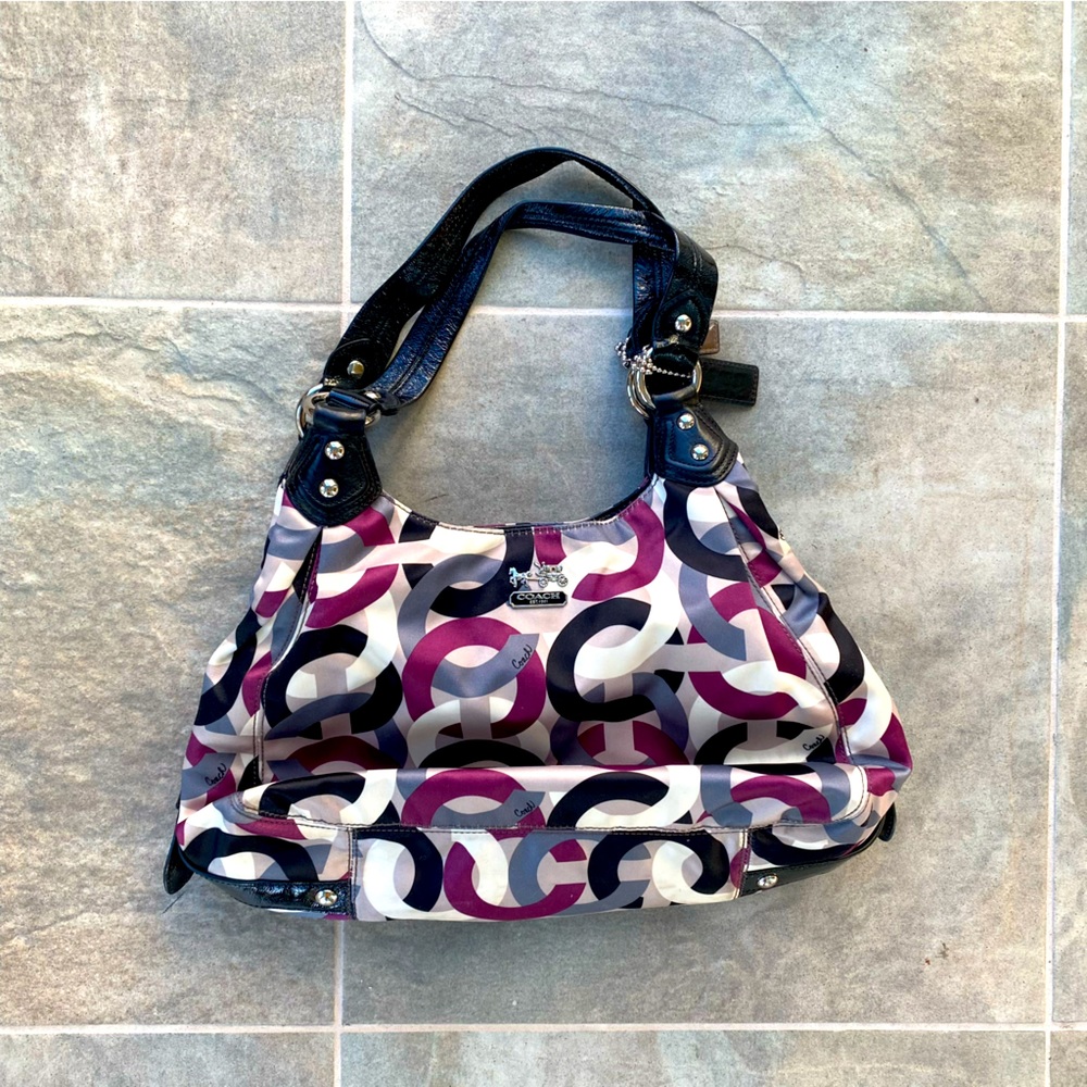 Coach Purple Logo Silk Purse / Shoulder Bag - Designer